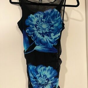INV Black and Blue Floral Women's Top